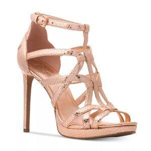 MICHAEL Michael Kors SANDRA Metallic Leather Open Toe T-Strap Platform Sandals